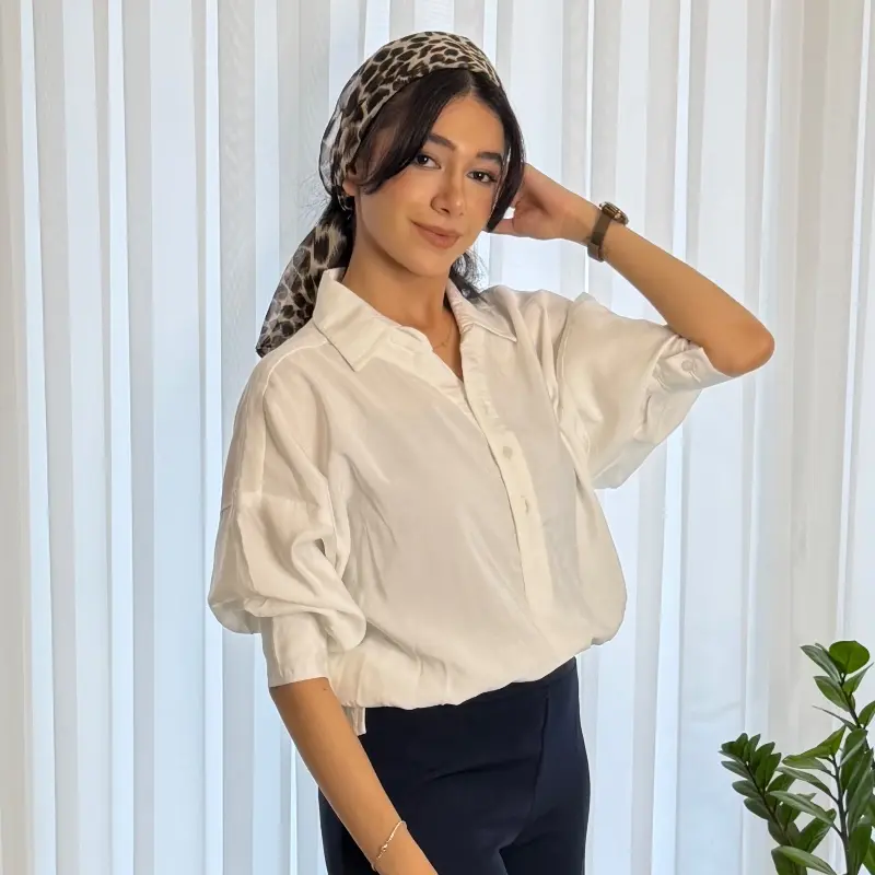 شومیز سفید پشت بلند